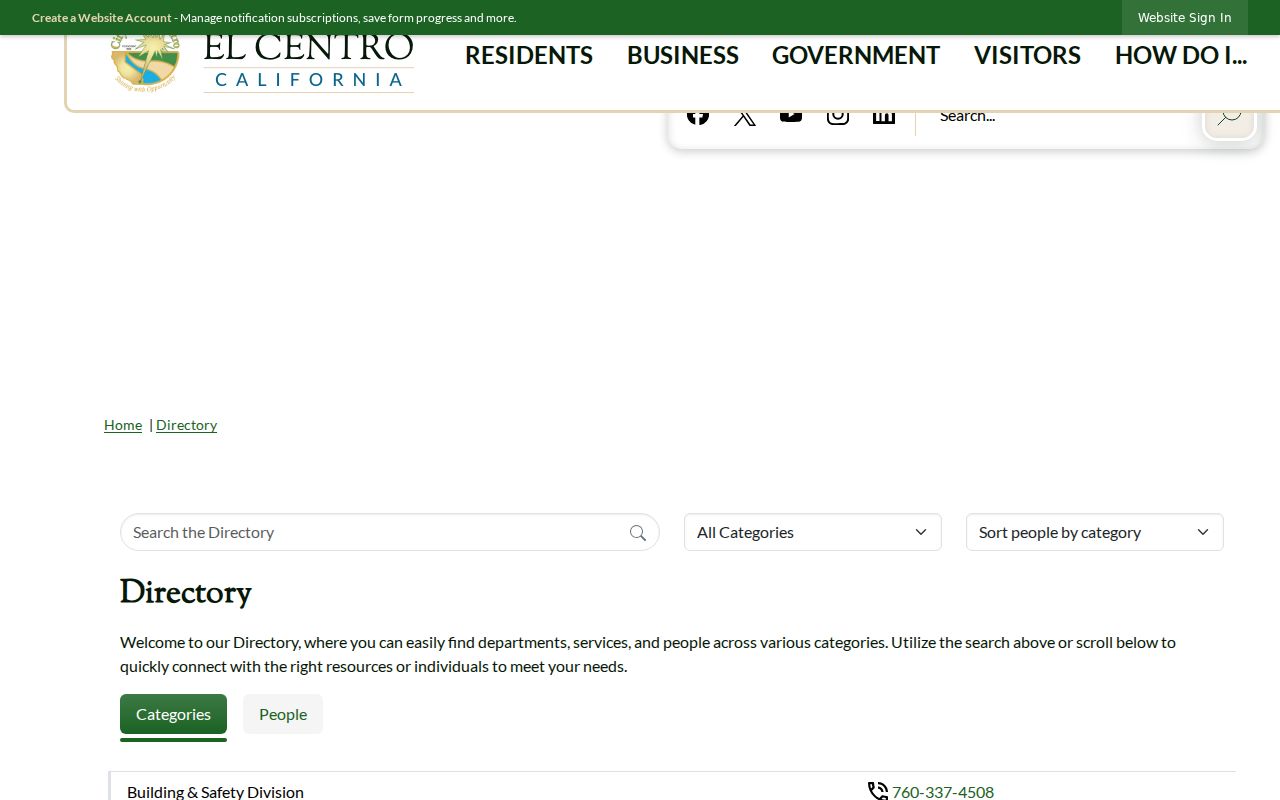 El Centro people search city staff directory