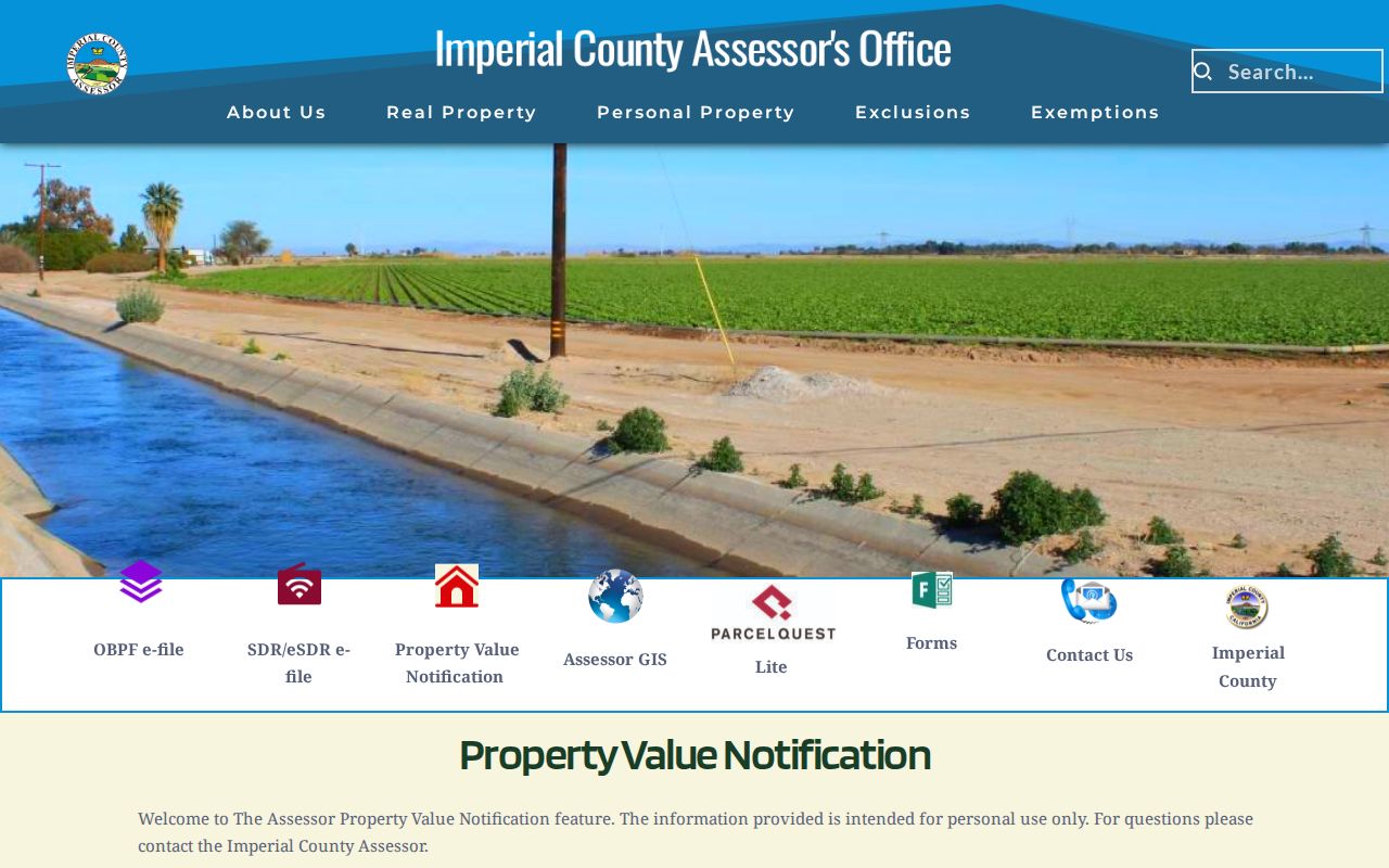 El Centro public records Imperial Assessor property value notification